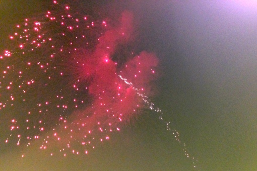 Saturday night fireworks -- this one looks like an Anthurium flower